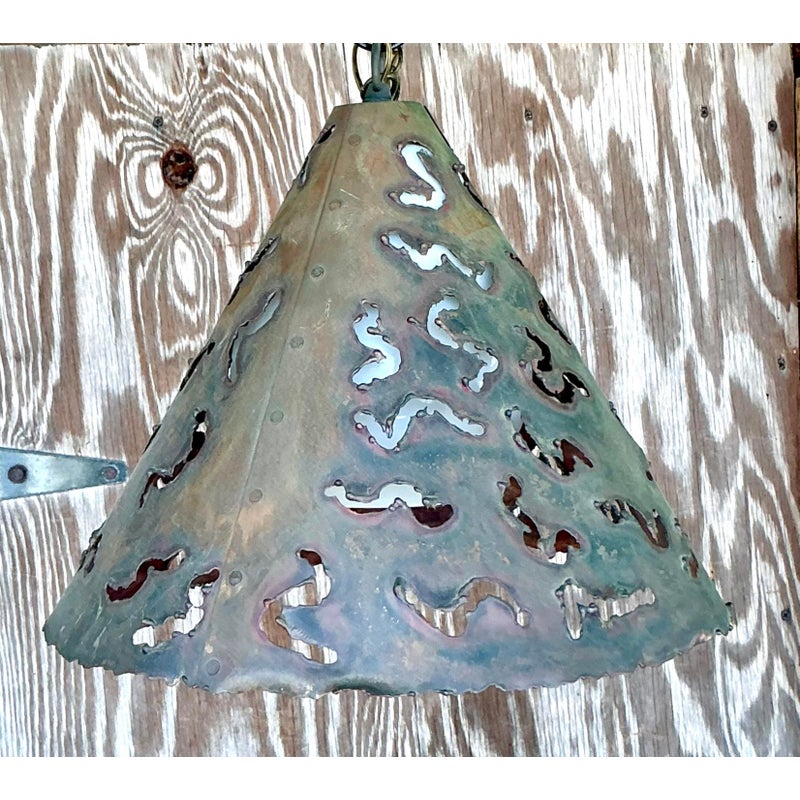 Vintage Boho Punch Cut Cone Pendant - Back view