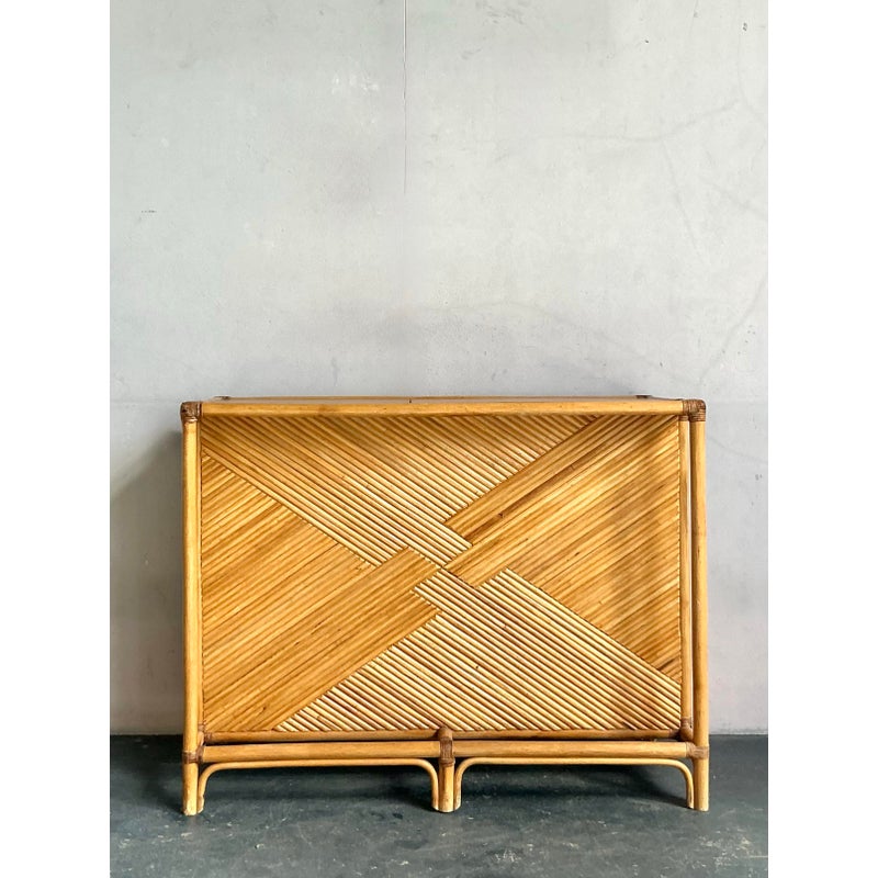 Vintage Boho Woven Rattan Dry Bar - Top view