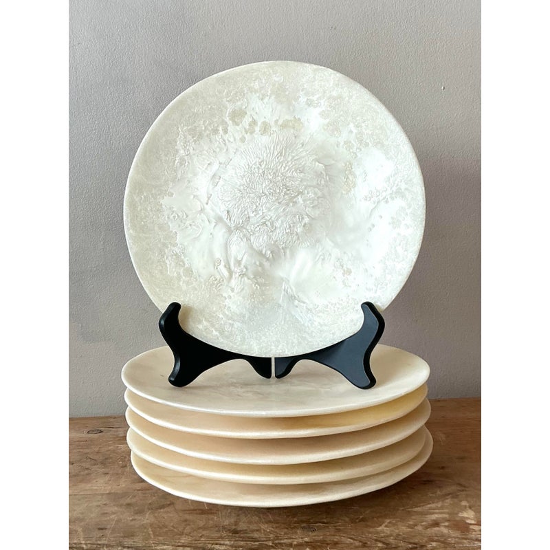 Vintage Boho Poured Resin Plates - Set of 6 - Side view