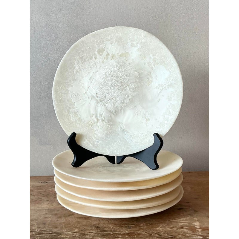 Vintage Boho Poured Resin Plates - Set of 6 - Back view