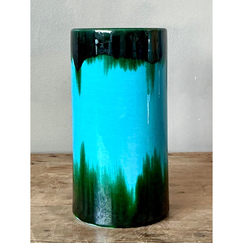 Vintage Boho Glazed Ceramic Vase - Detail view