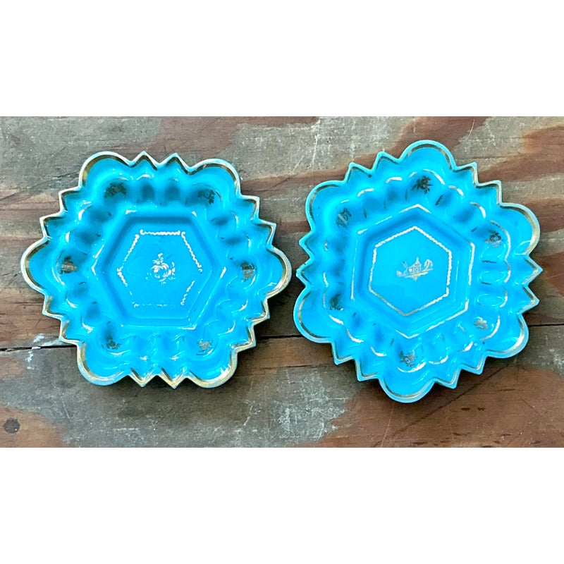 Vintage Boho Opaline Ring Dish - Set of 2 - Detail view