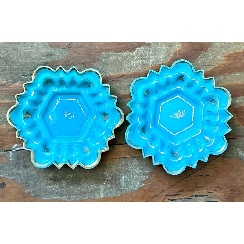 Vintage Boho Opaline Ring Dish - Set of 2 - Top view