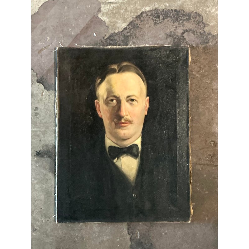 Vintage Boho Original Oil Portrait on Canvas - Side view