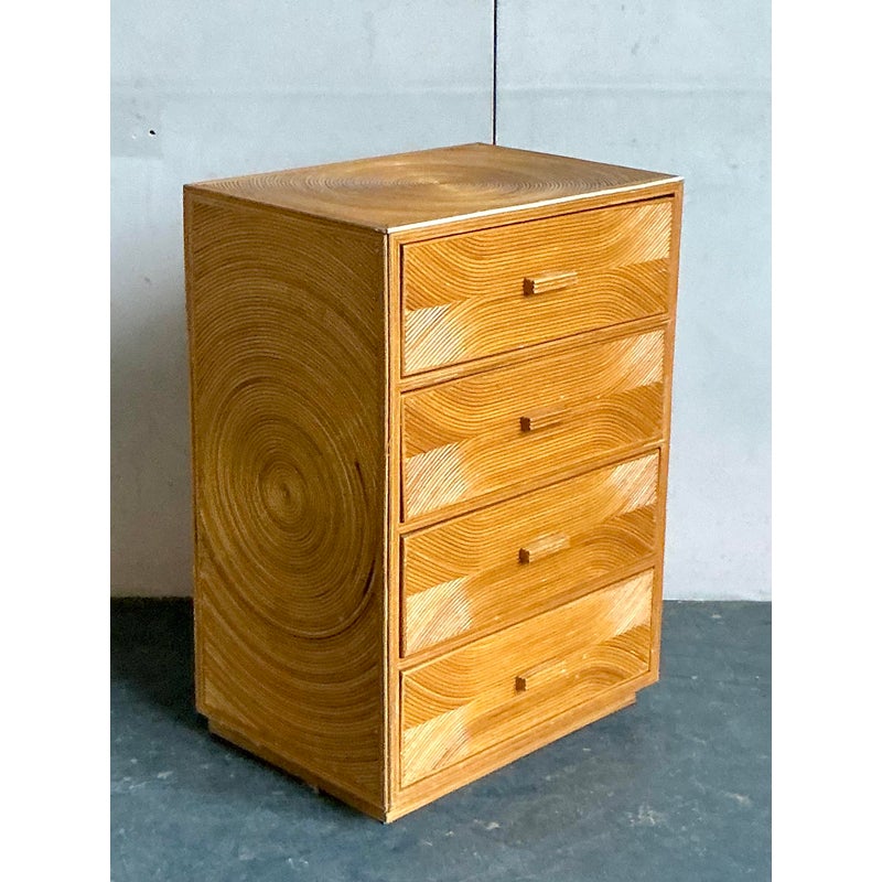 Vintage Boho Pencil Reed Chest of Drawers - Detail view