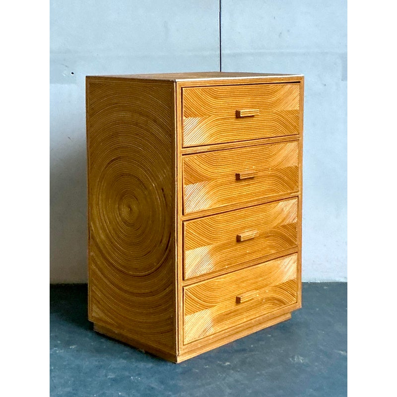 Vintage Boho Pencil Reed Chest of Drawers - Side view