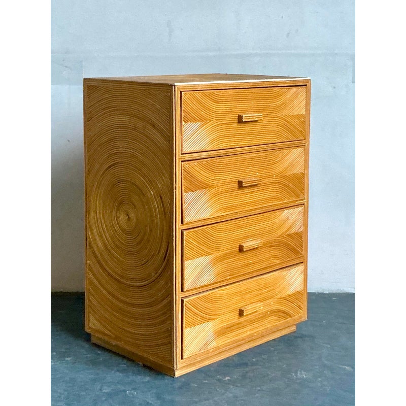 Vintage Boho Pencil Reed Chest of Drawers - Back view