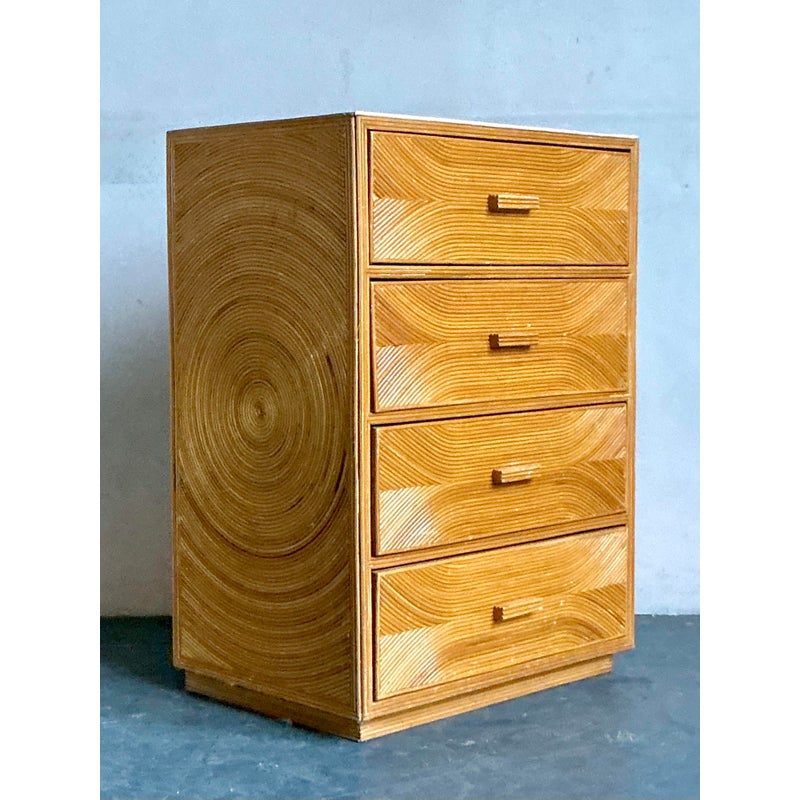 Vintage Boho Pencil Reed Chest of Drawers - Top view