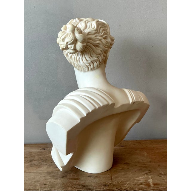 Vintage Boho Cast Stone Bust of Artemis Diana - Top view