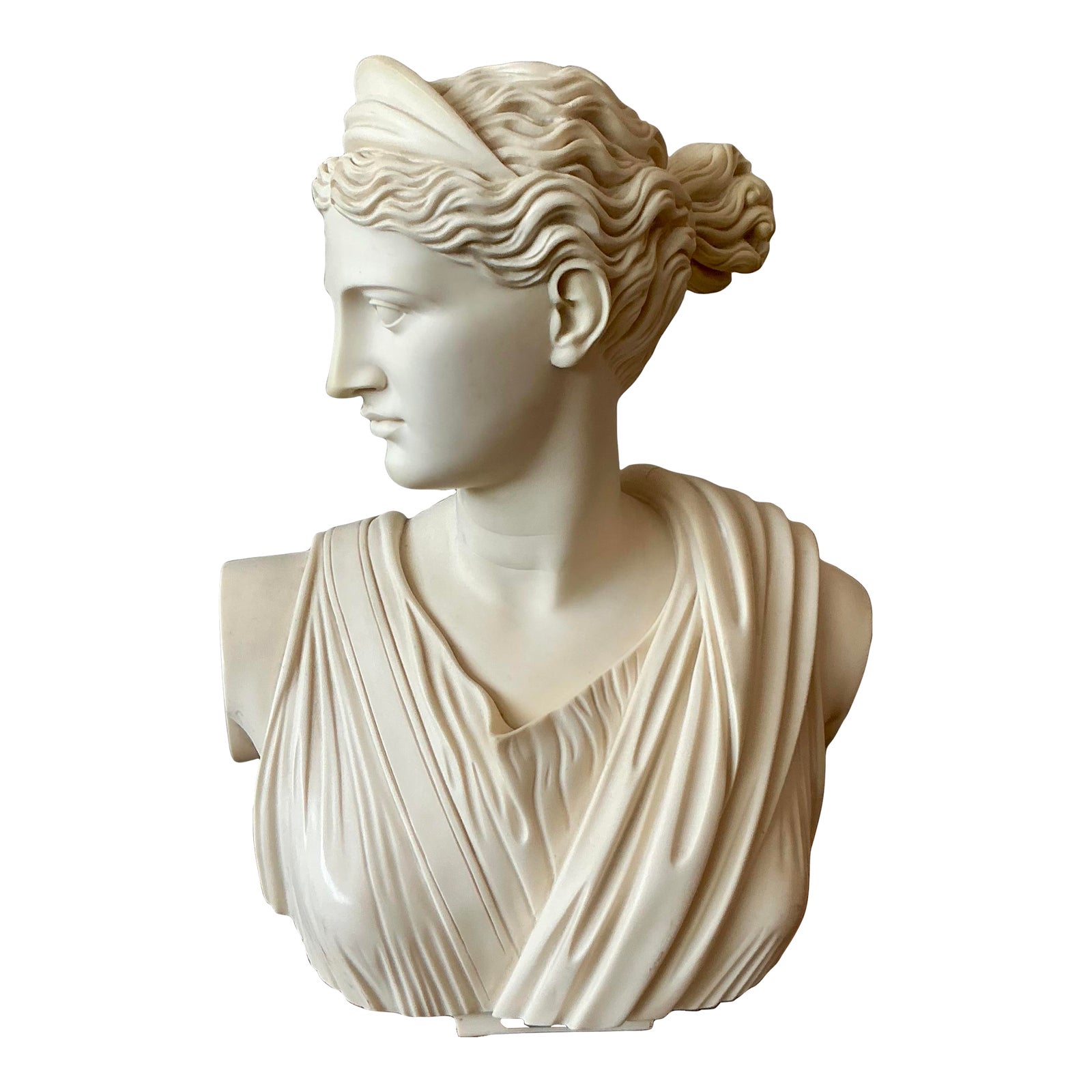 Vintage Boho Cast Stone Bust of Artemis Diana