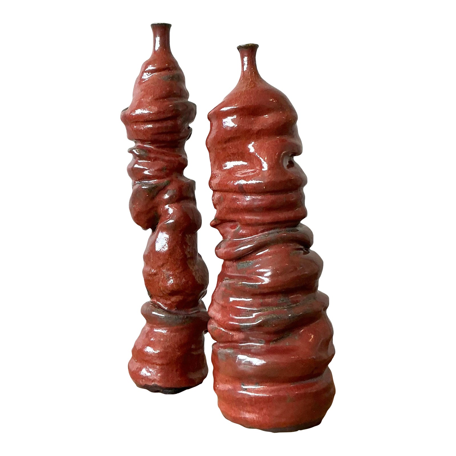 Vintage Boho Original Studio Pottery Vases - Set of 2