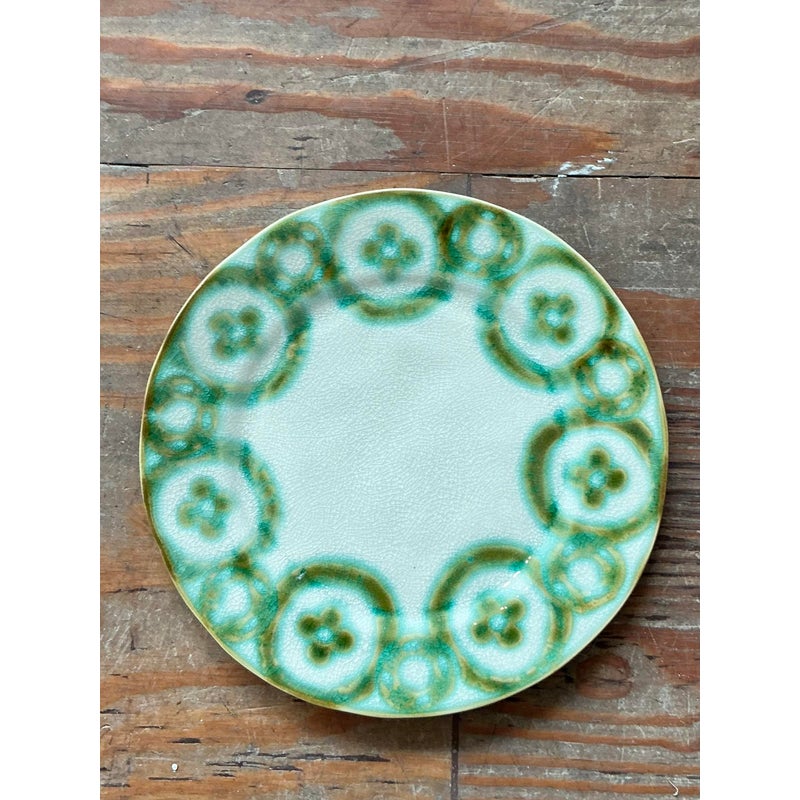 Vintage Boho Portuguese Hand Painted Dinner Plates - Set of 8 - Top view