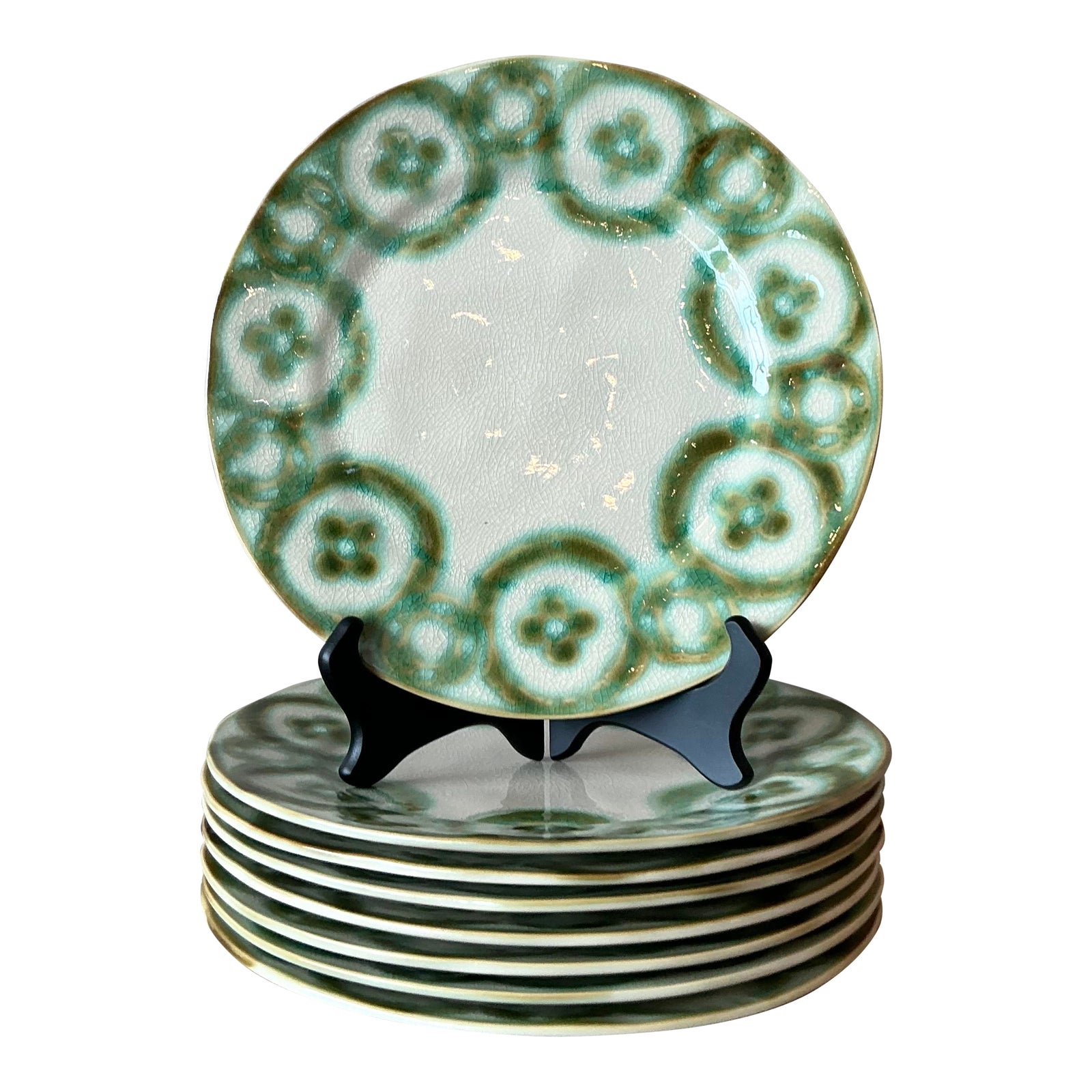 Vintage Boho Portuguese Hand Painted Dinner Plates - Set of 8