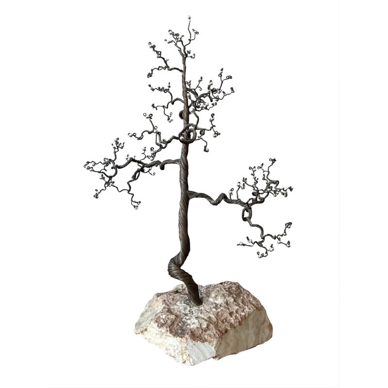 Vintage Boho Twisted Tree Sculpture With Crystal Detail