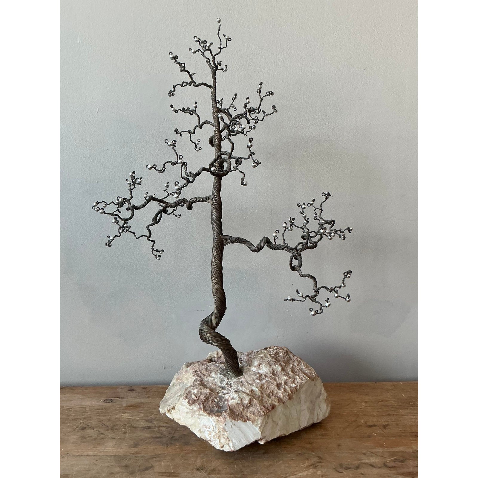 Vintage Boho Twisted Tree Sculpture With Crystal Detail - Side view