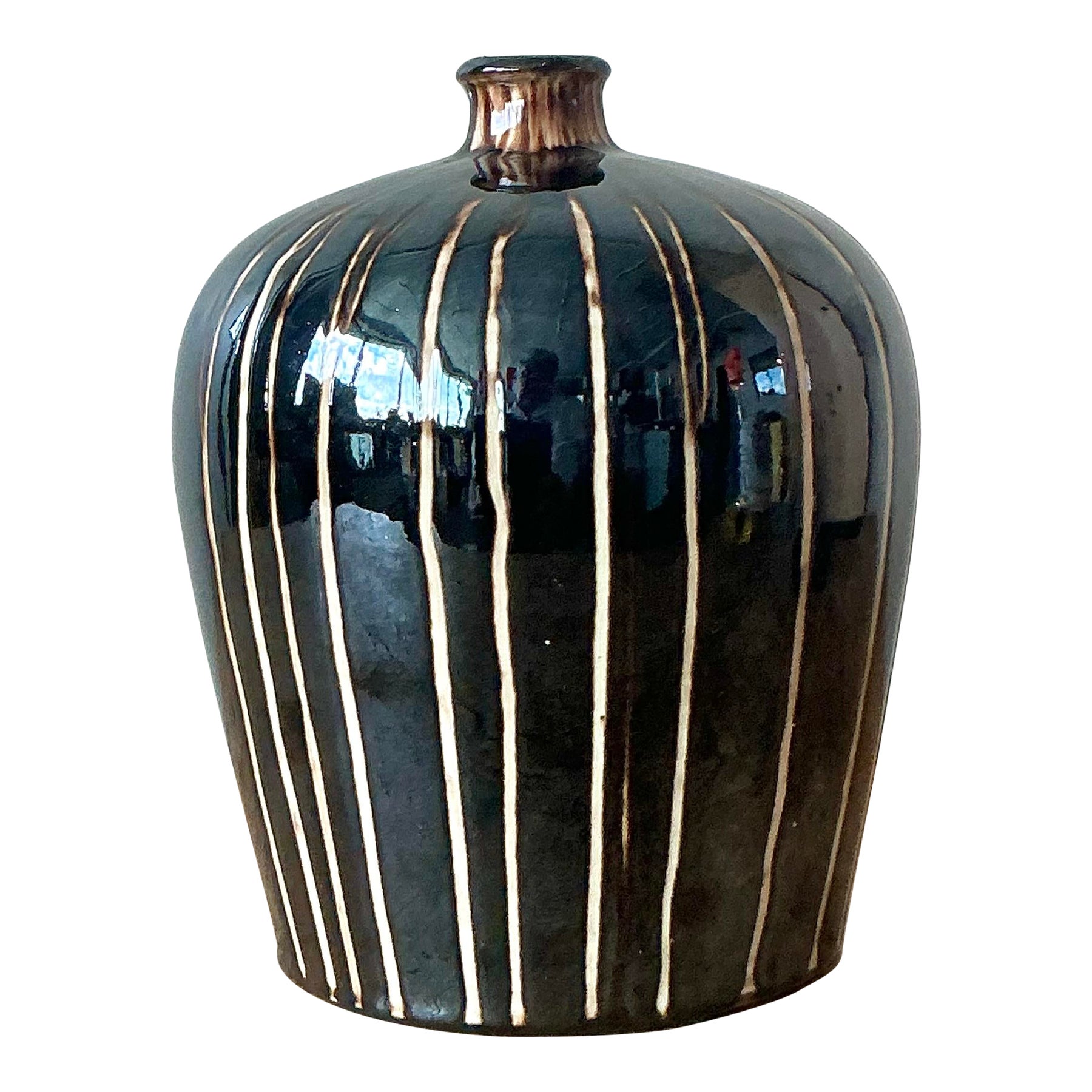 Vintage Boho Glazed Ceramic Vase