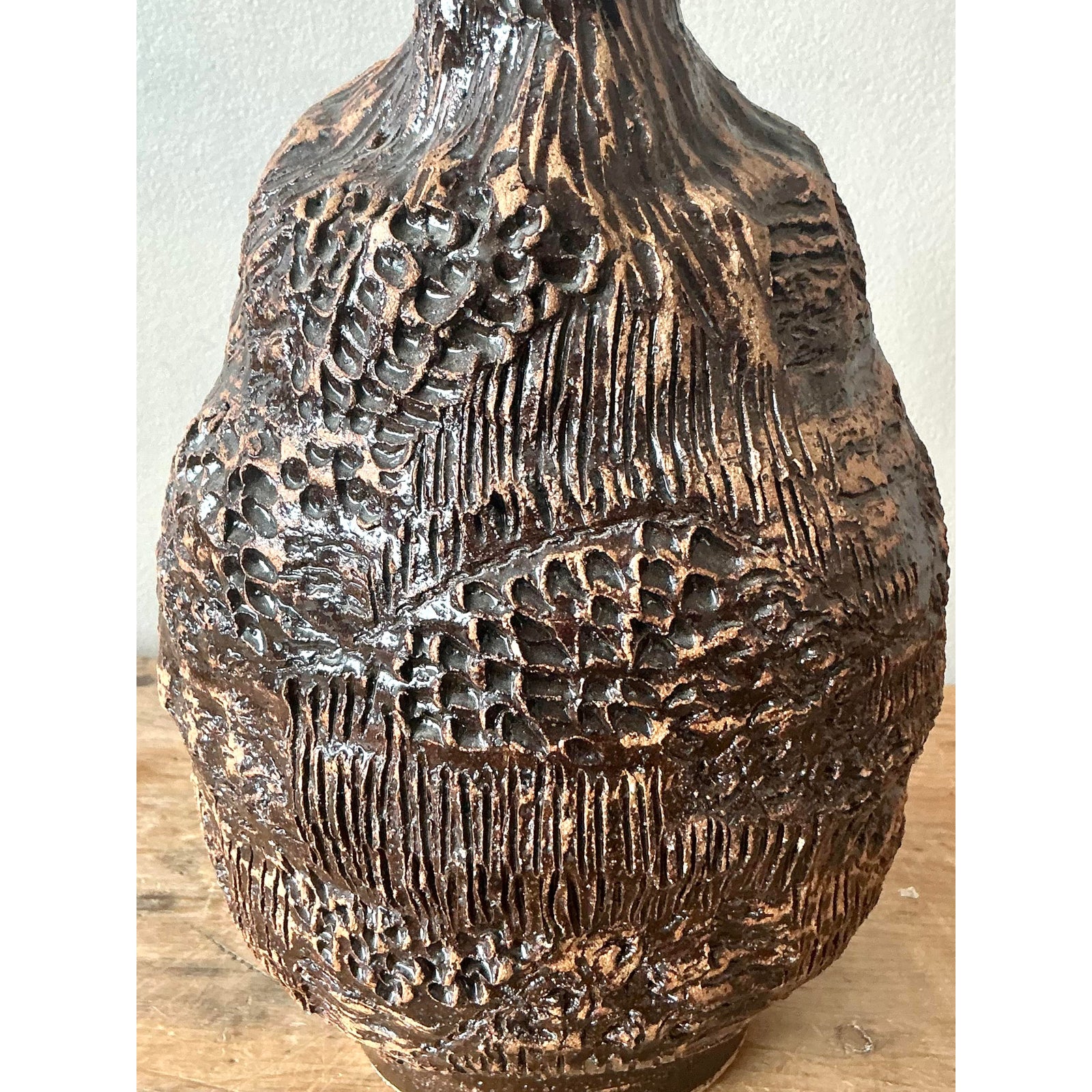 Vintage Boho Original Studio Pottery Vase - Top view