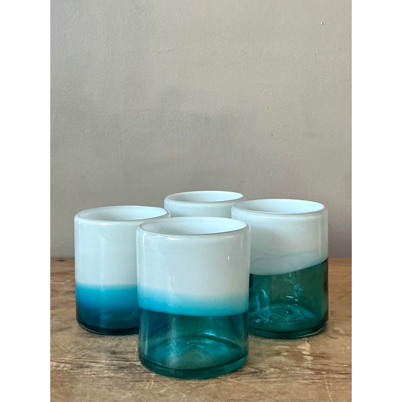 Vintage Boho Two Tone Glasses - Set of 4 - Back view