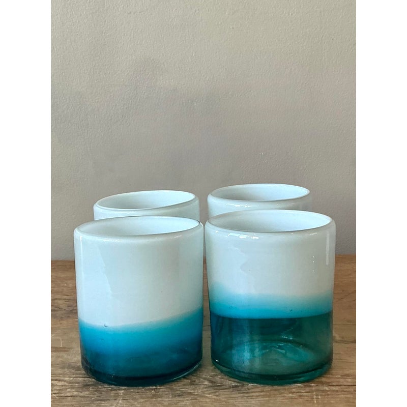 Vintage Boho Two Tone Glasses - Set of 4 - Top view