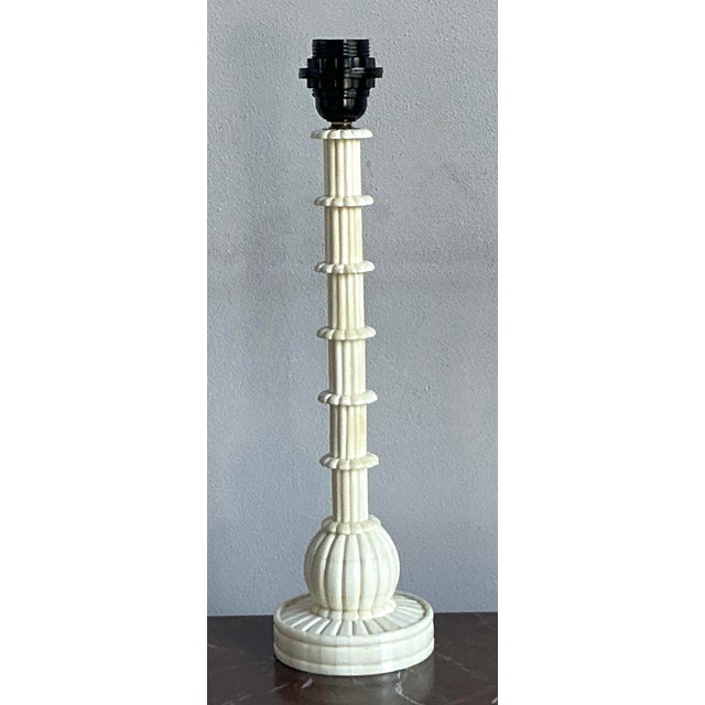 Vintage Boho Bone Candlestick Lamp - Top view