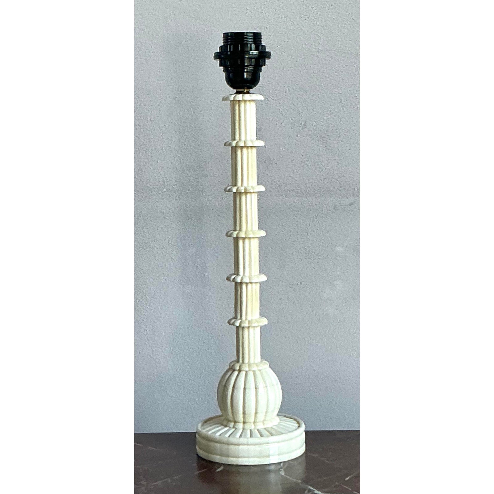 Vintage Boho Bone Candlestick Lamp - Detail view
