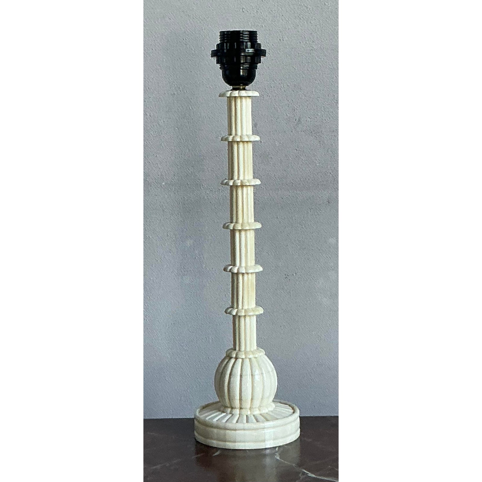 Vintage Boho Bone Candlestick Lamp - Side view
