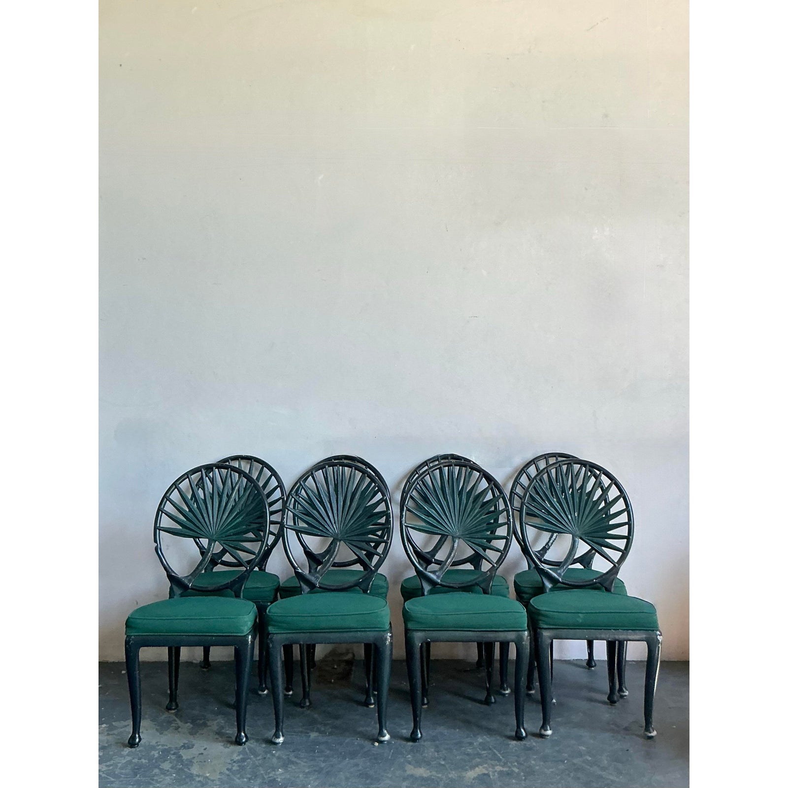 Vintage Coastal Cast Aluminum Palm Frond Dining Chair - Set of 8 - Back view