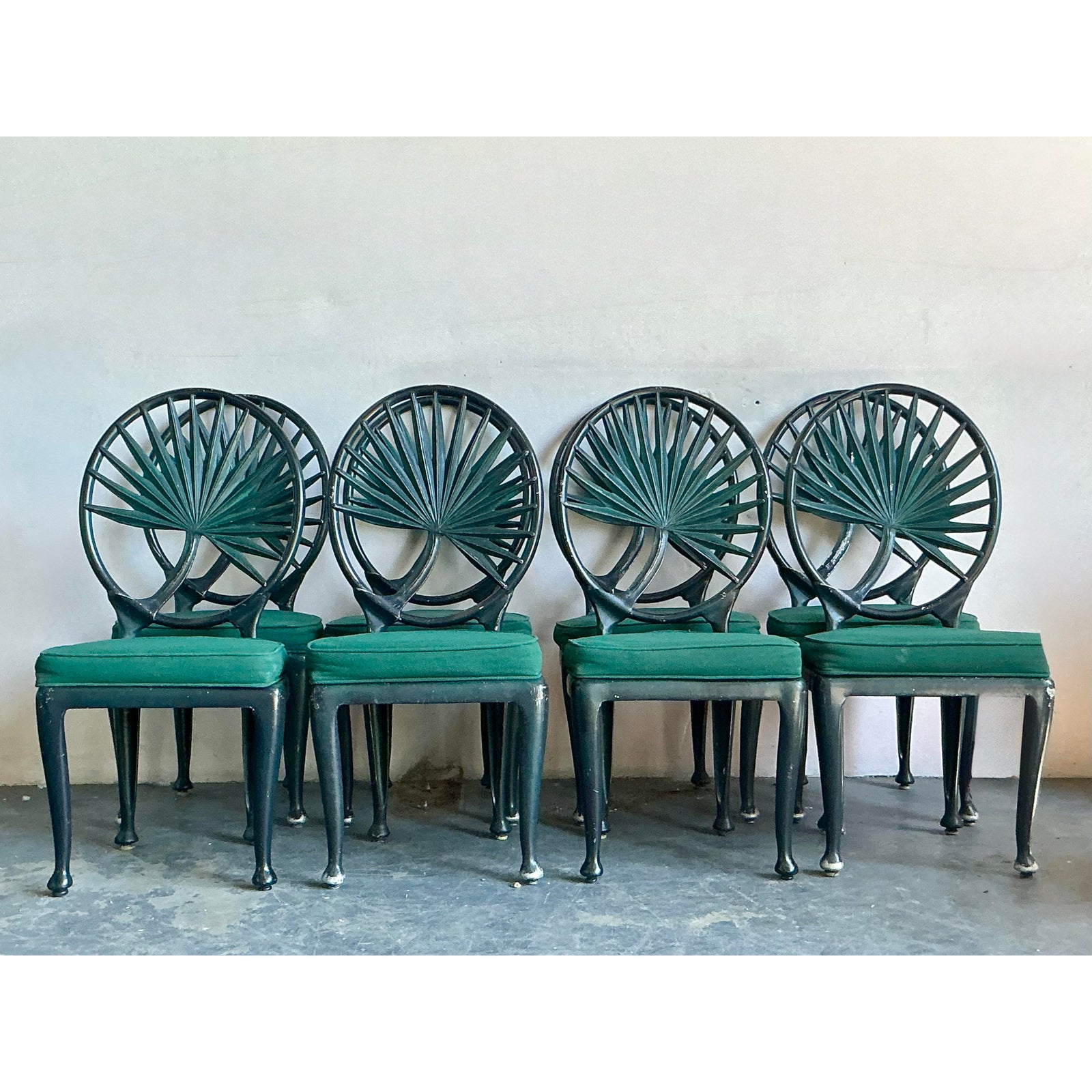 Vintage Coastal Cast Aluminum Palm Frond Dining Chair - Set of 8 - Detail view