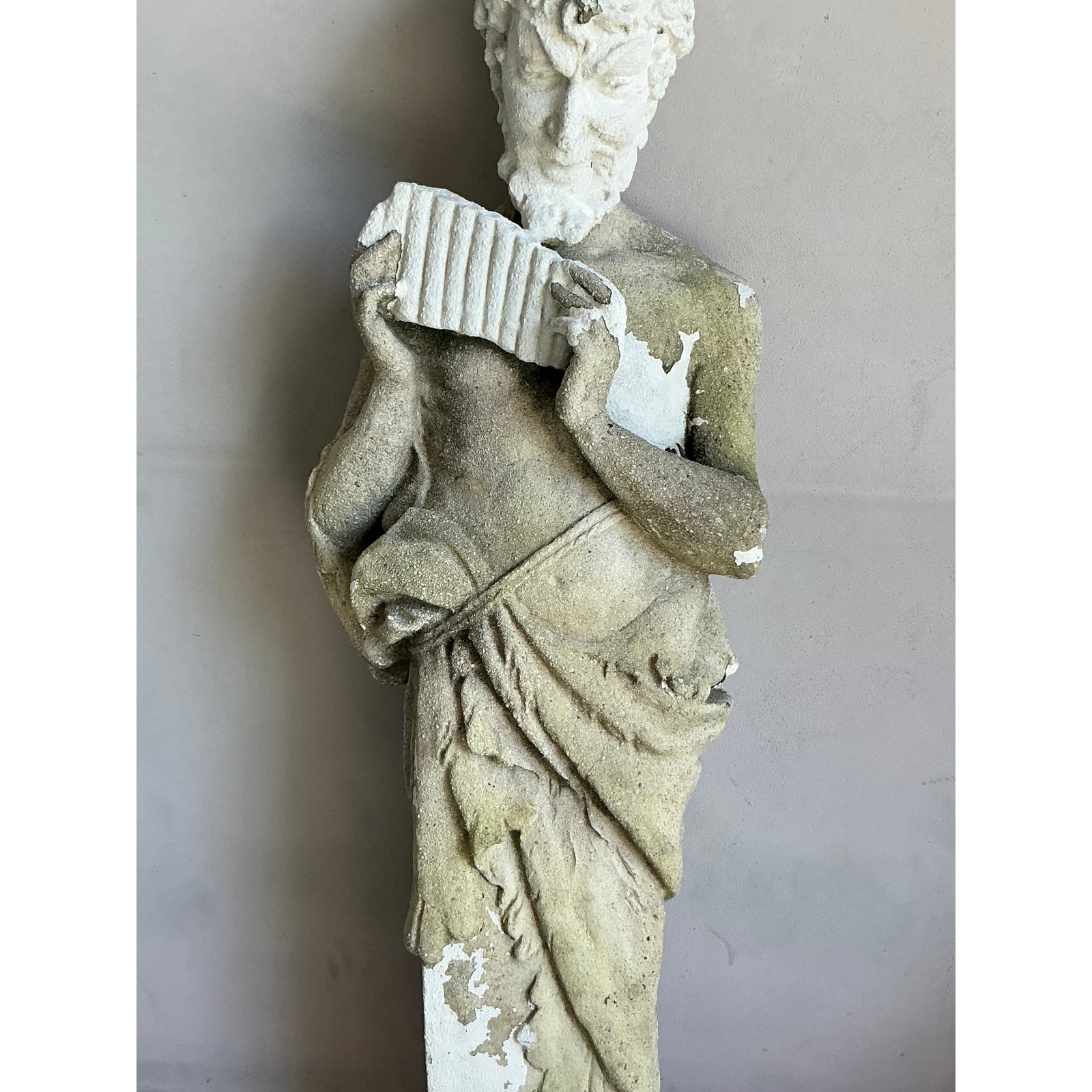 Vintage Boho Cast Concrete Figure of Pan - Top view