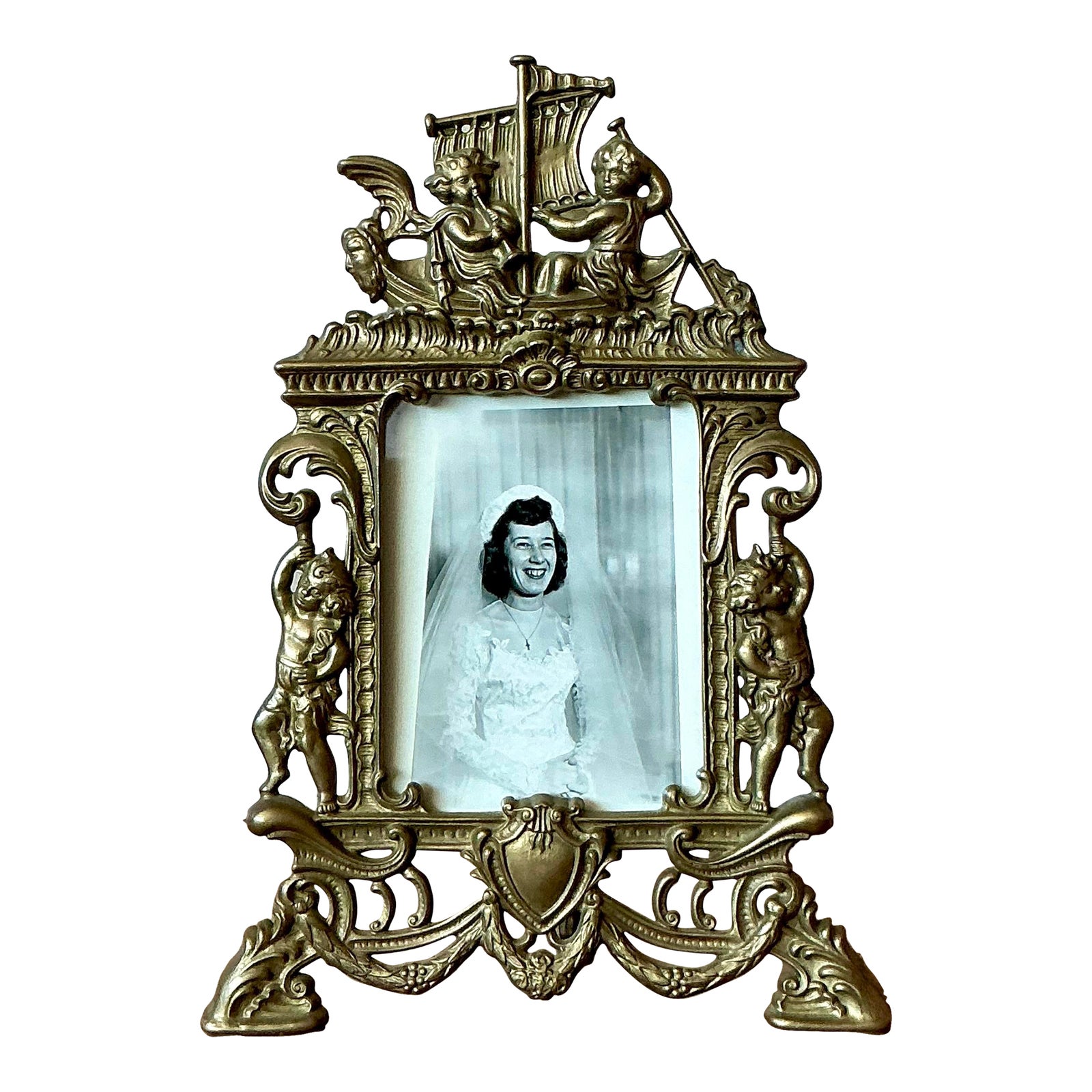 Vintage Boho Brass Cherub Frame