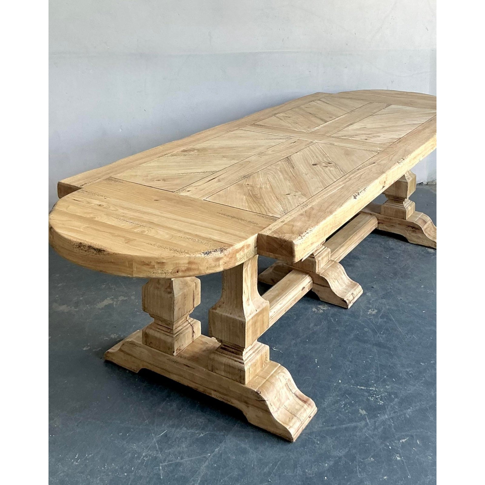 Vintage Boho French Refectory Table - Top view