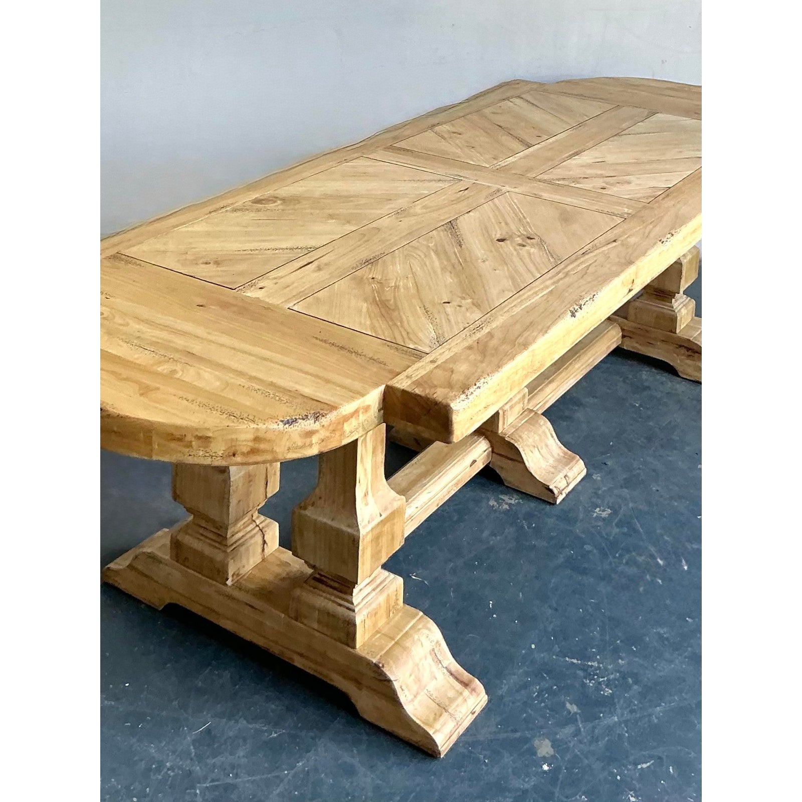 Vintage Boho French Refectory Table - Side view