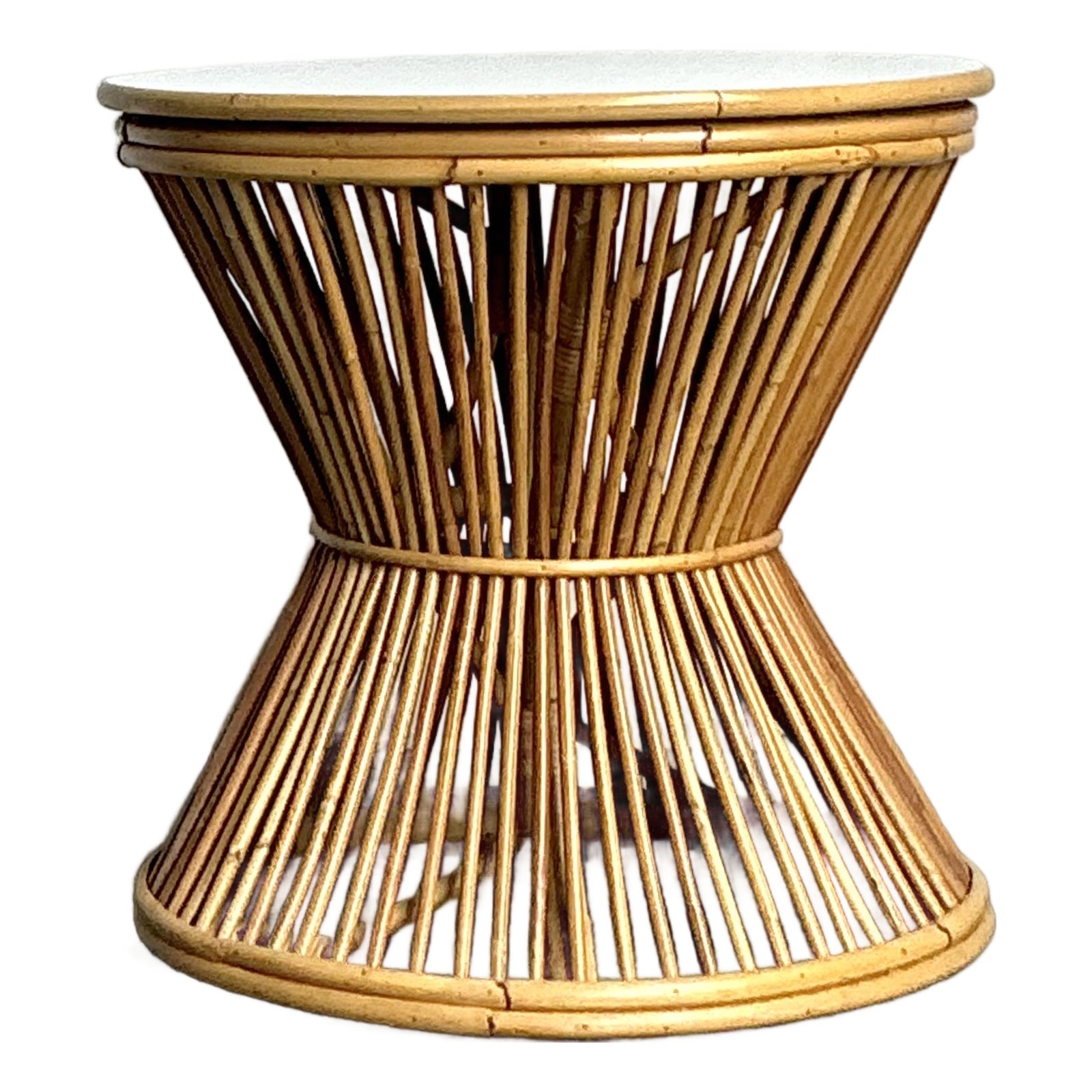 Vintage Boho Stick Rattan Side Table