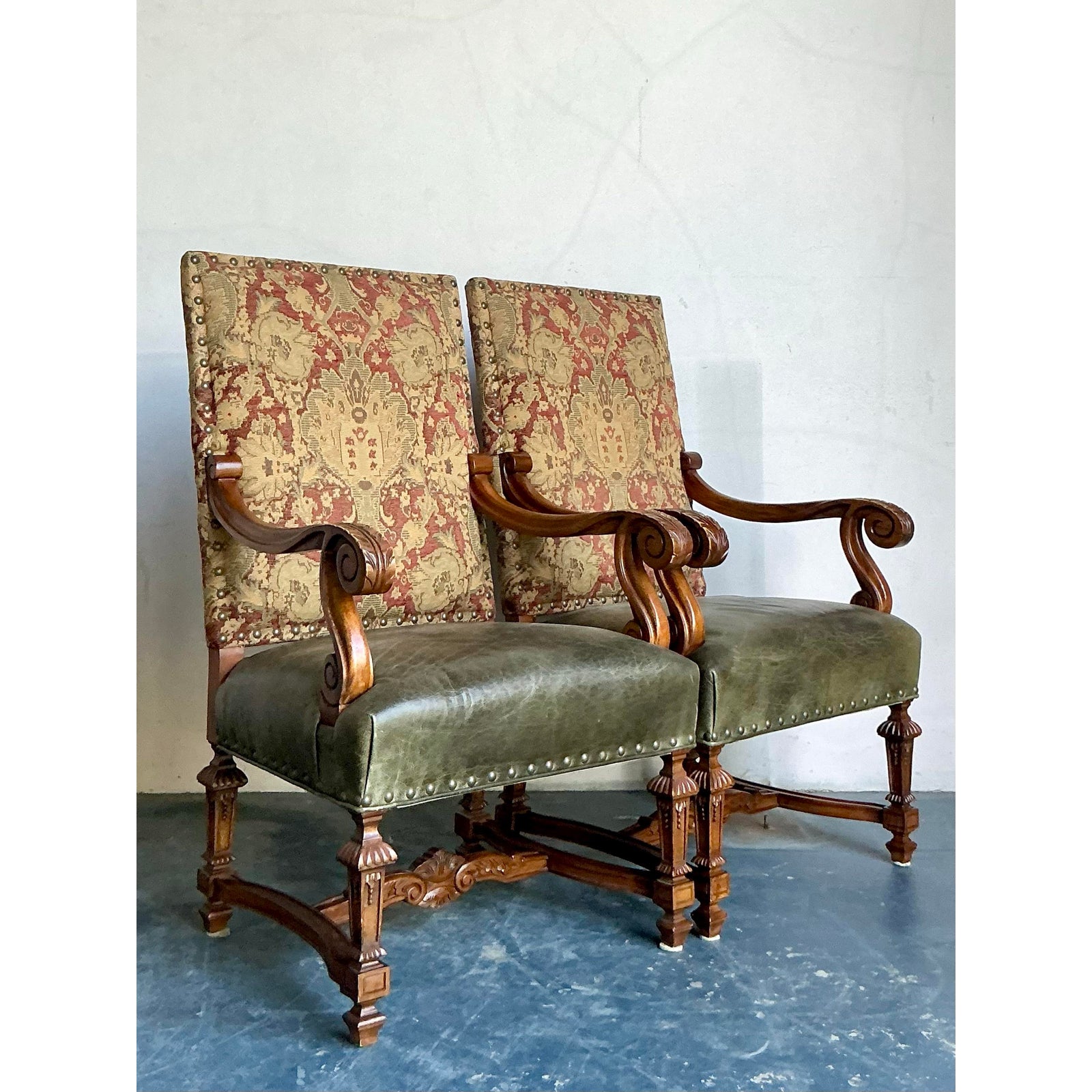 Vintage Boho Lillian August Throne Chairs - A Pair - Top view