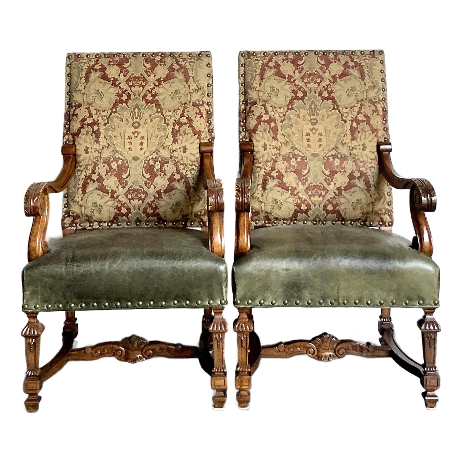 Vintage Boho Lillian August Throne Chairs - A Pair