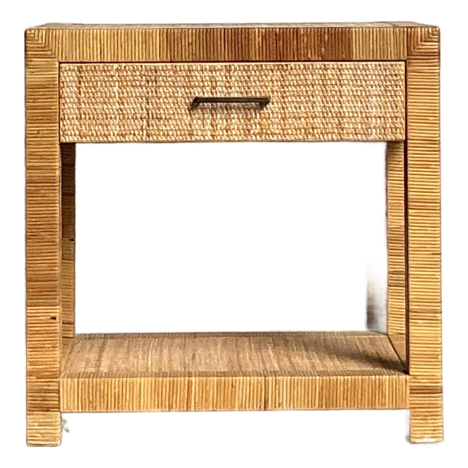 Vintage Boho Bielecky Brothers Woven Rattan Nightstand
