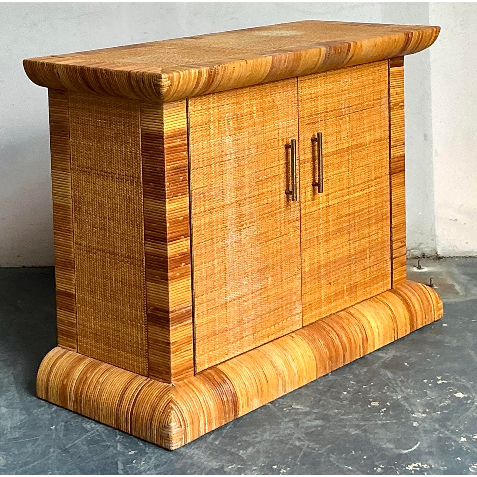 Vintage Boho Bielecky Brothers Woven Rattan Sideboard - Back view