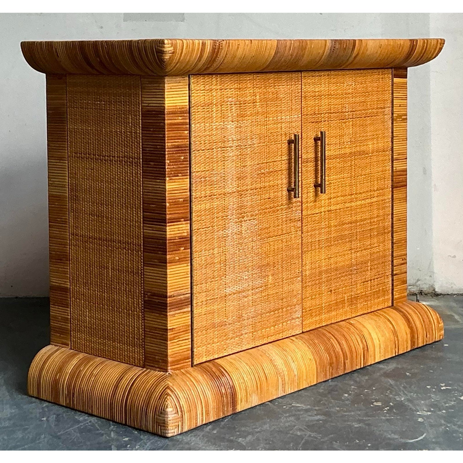 Vintage Boho Bielecky Brothers Woven Rattan Sideboard - Detail view