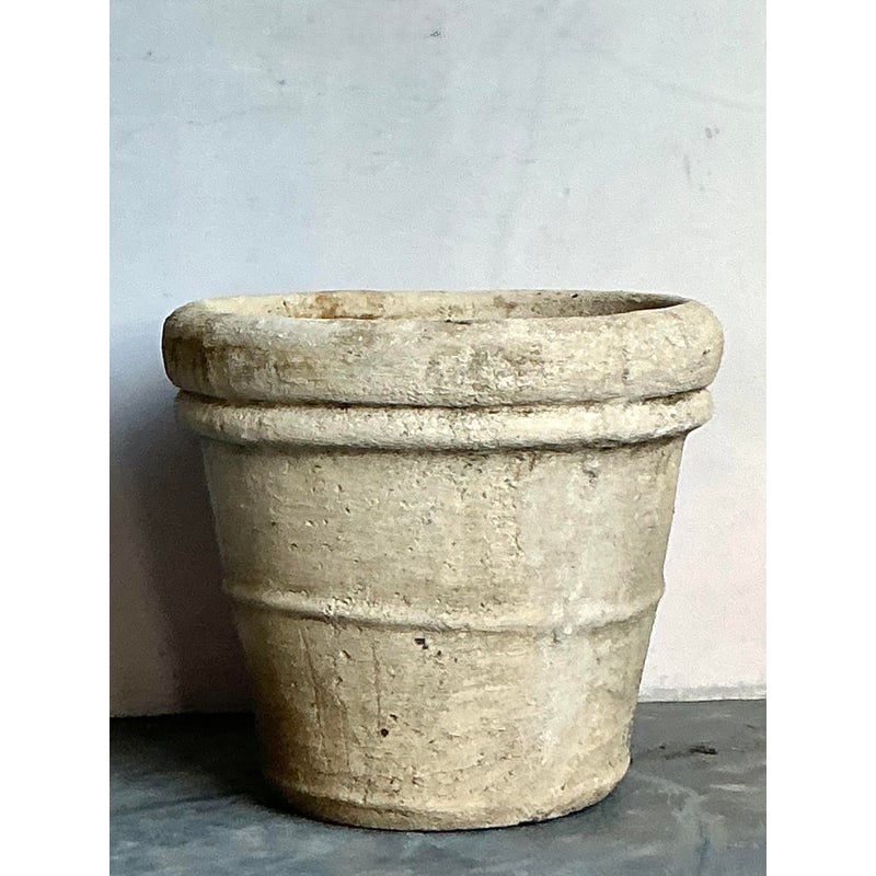 Vintage Boho Monumental Cast Concrete Planter - Side view
