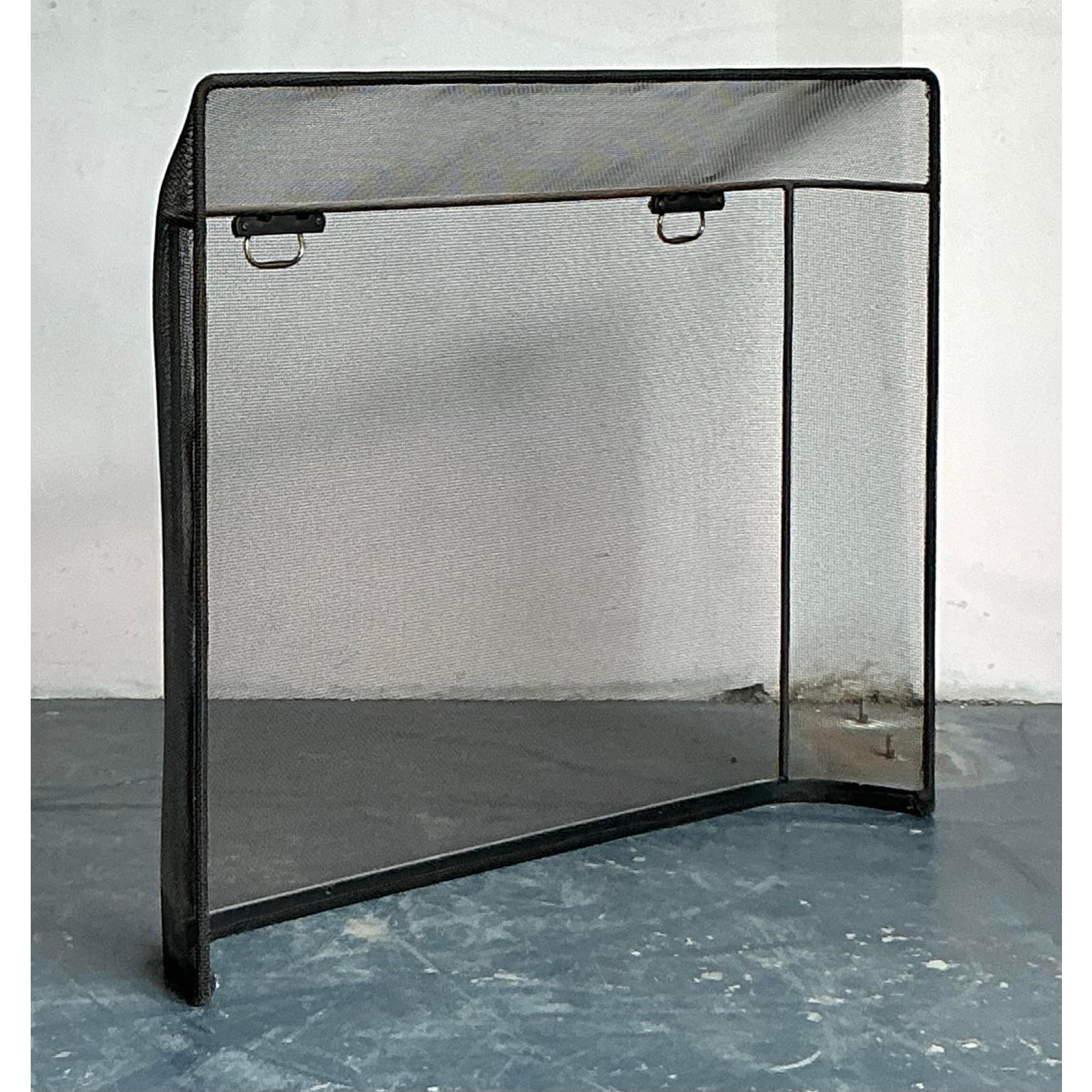 Vintage Boho Wrought Iron Fireplace Screen - Top view