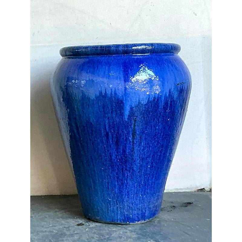 Vintage Boho Monumental Glazed Ceramic Urn - Detail view