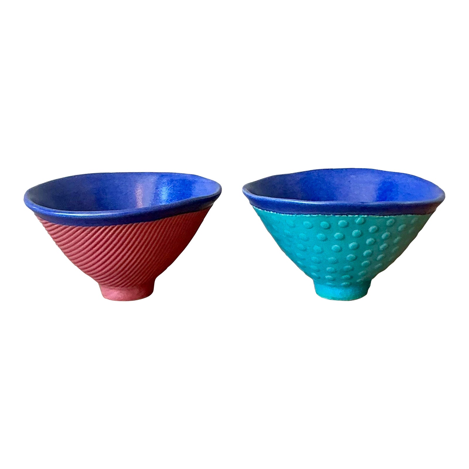 Vintage Boho Studio Pottery Bowls - Set of 2