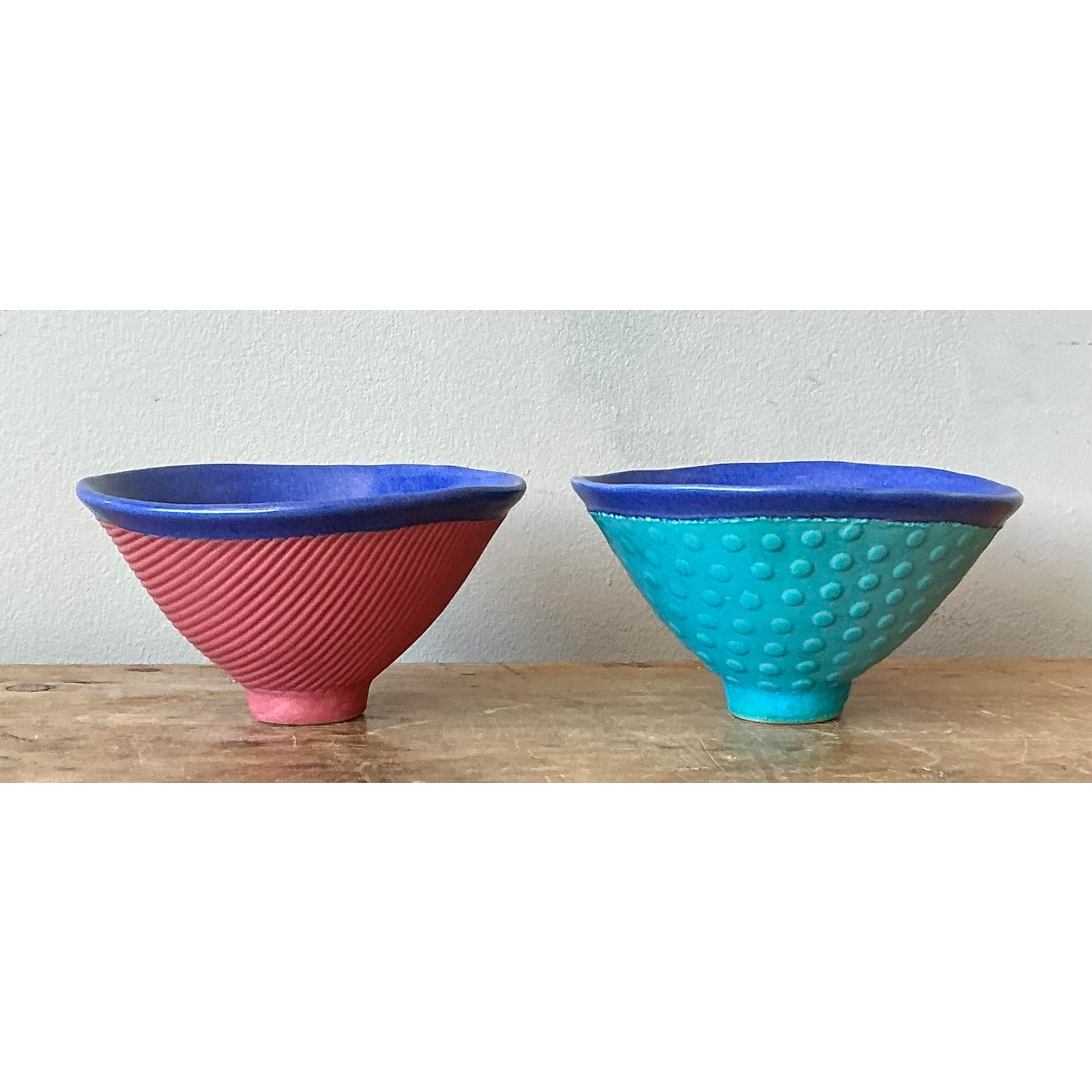 Vintage Boho Studio Pottery Bowls - Set of 2 - Detail view