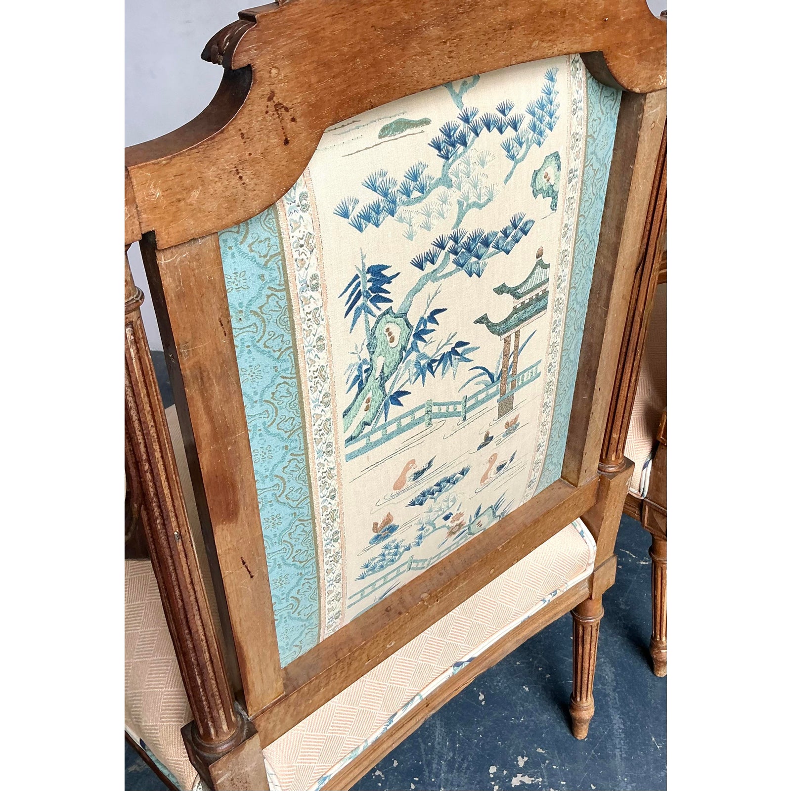Vintage Regency Hand Carved Fauteuil Chairs - A Pair - Back view