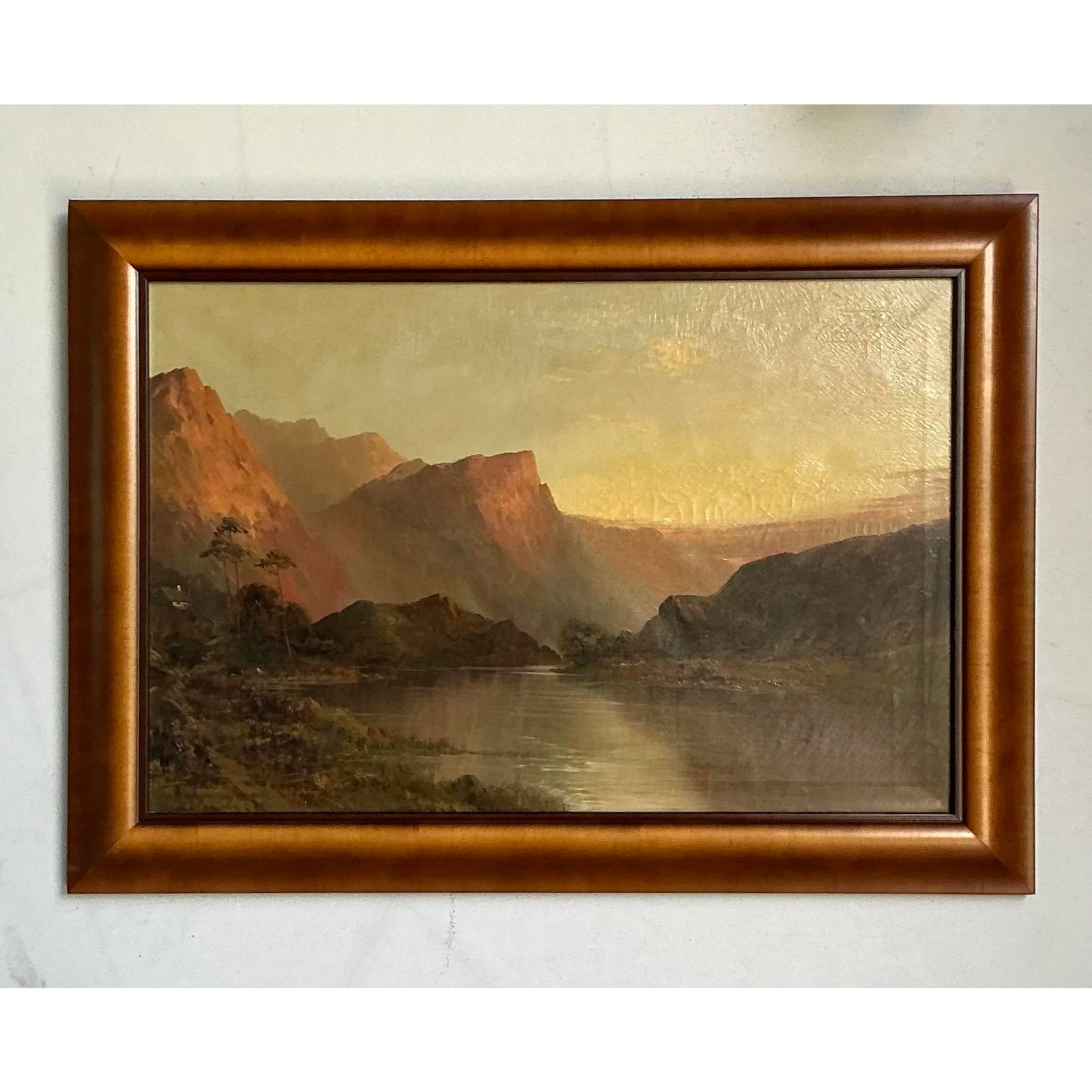 Vintage Boho Original Oil Landscape on Canvas - Side view