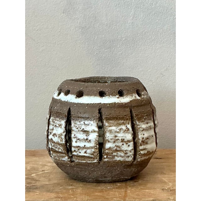 Vintage Boho Studio Pottery Votive - Top view