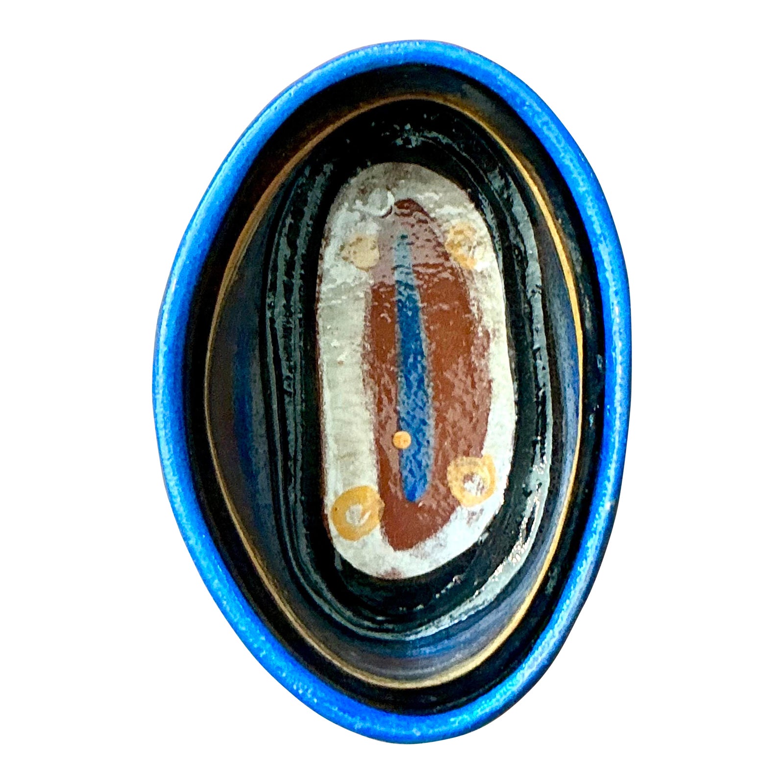 Vintage Boho Studio Pottery Oval Bowl