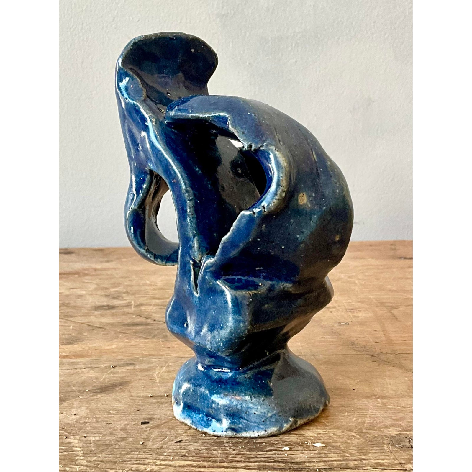 Vintage Boho Abstract Studio Pottery Sculpture - Top view
