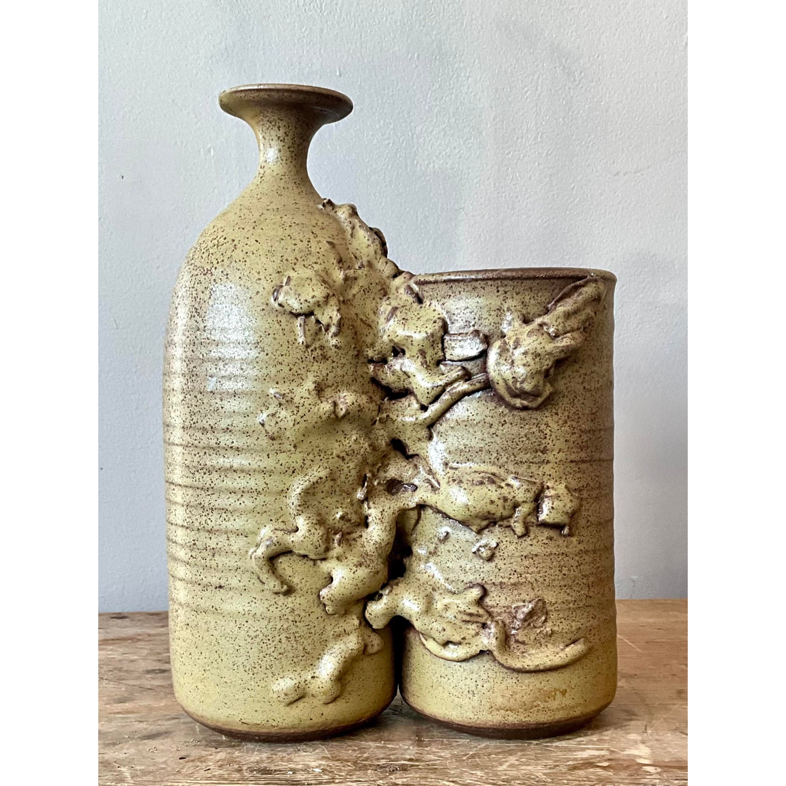 Vintage Boho Abstract Studio Pottery Vase - Detail view