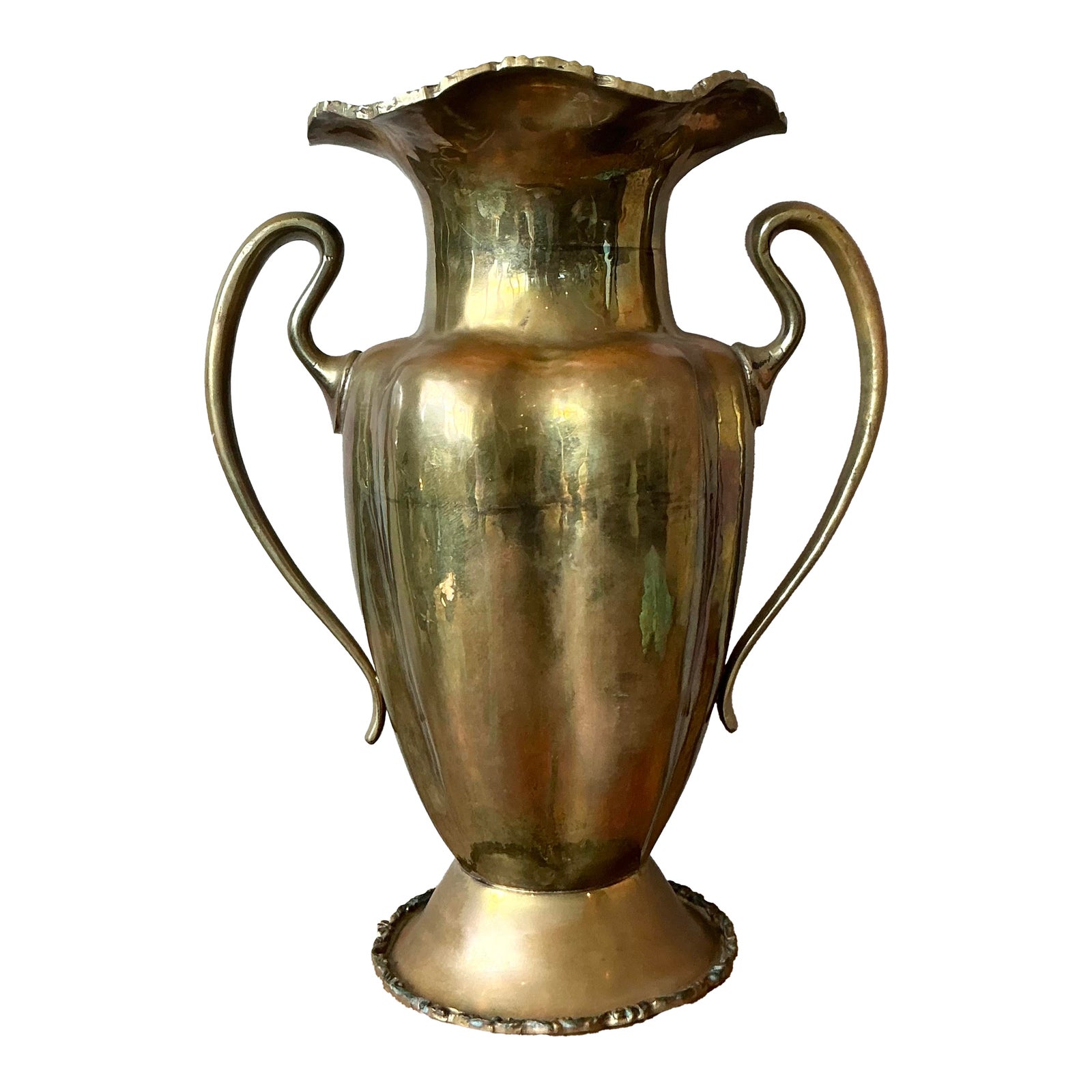 Vintage Boho Ruffle Brass Vase
